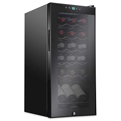 Ivation 18 Bottle Compressor Wine Cooler Refrigerator with lock and glass door