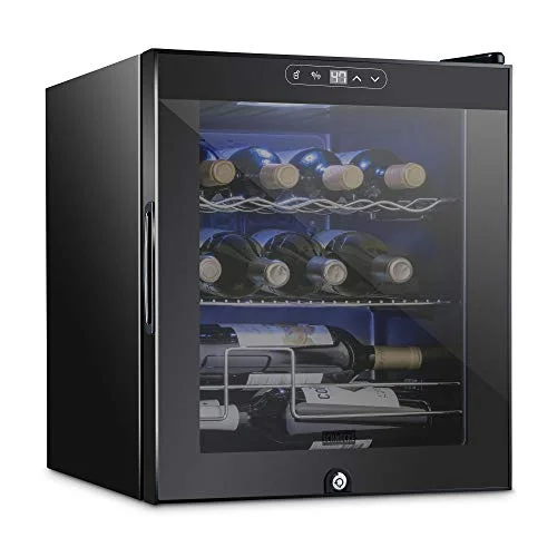 Schmecke 12 Bottle Compressor Wine Cooler Refrigerator with lock, black