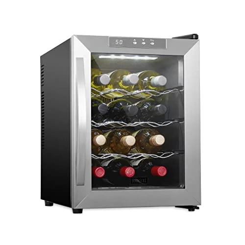 Schmecke 12 Bottle Thermoelectric Wine Cooler with stainless steel and smoked glass door
