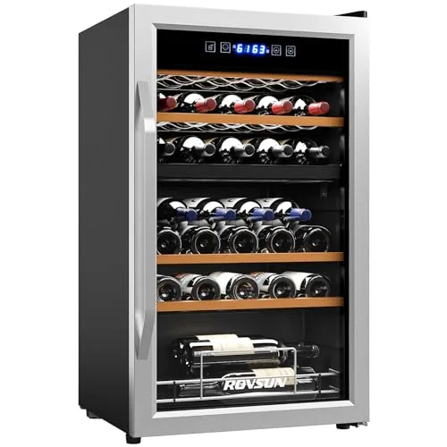 ROVSUN 33 Bottle Dual Zone wine and beverage refrigerator with independent temperature control