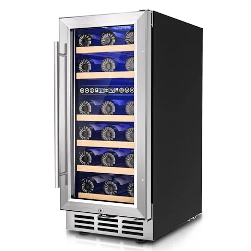Icyglee 15 inch 30 Bottle Dual Zone wine cooler refrigerator, silver