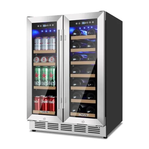 MZAVP 24 Inch Dual Zone Wine and Beverage Refrigerator with glass French door