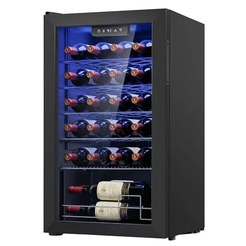 Icyglee 25 Bottle freestanding wine cooler refrigerator, black