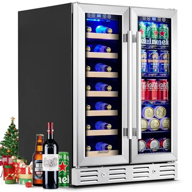 Kalamera 24 inch dual zone built-in wine and beverage refrigerator