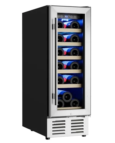 Icyglee 12 inch 18 bottle wine cooler refrigerator, silver