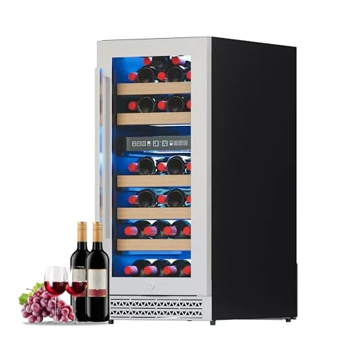Albott 15 Inch Wine Fridge, Dual Zone 31 Bottle Wine Cooler