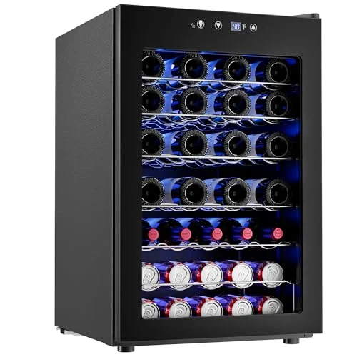 Icyglee 45 Bottle freestanding wine cooler refrigerator, black