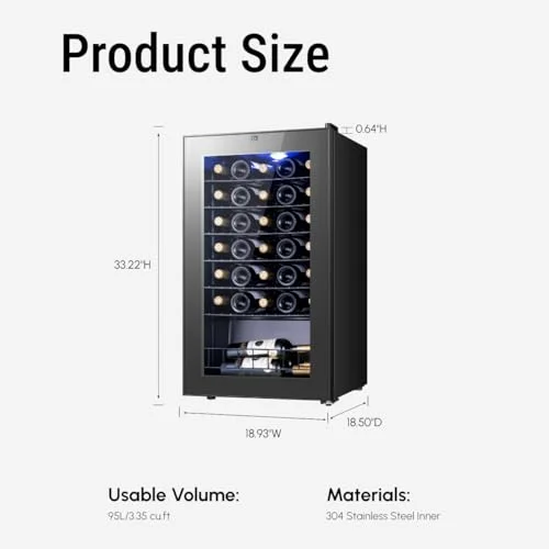 Yeego 34 Bottle Wine Fridge, single zone wine cooler refrigerator