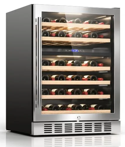OYLUS 24 inch wine fridge, 46 bottle dual zone wine cooler