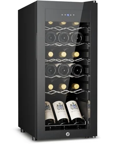 Feelfunn 18 Bottle Wine Cooler Refrigerator, freestanding, black