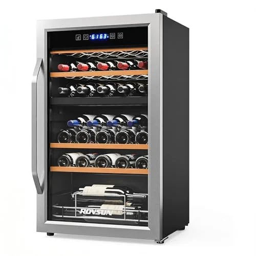 ROVSUN 20 inch wide Dual Zone wine fridge with compressor, touch panel and glass door