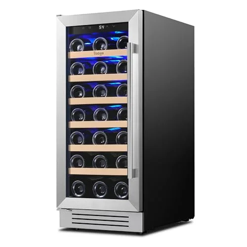 Yeego 15 inch Wine Cooler Refrigerator with glass door, 33 bottle capacity