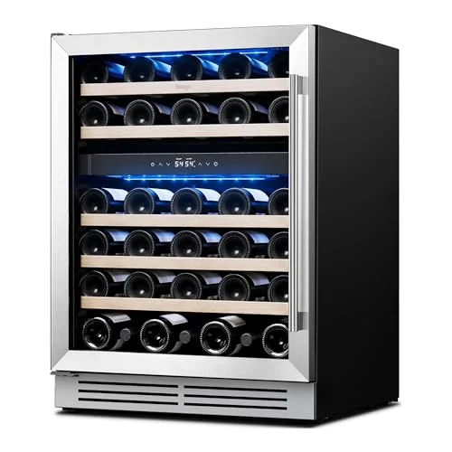 Yeego 24 Inch Dual Zone 52 Bottle Wine Cooler, left-hinged